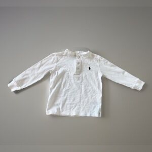 Polo Ralph Lauren Sz 4 Boys Polo Shirt Collarless Long Sleeve White
